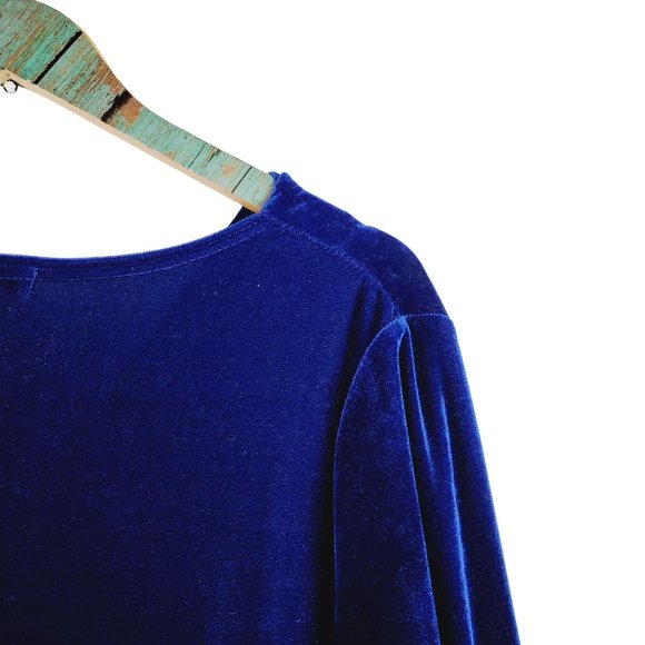 Urban Coco Blue Velour Long Sleeve V-Neck Maxi Evening Gown, XXL, NWOT - Picture 10 of 11